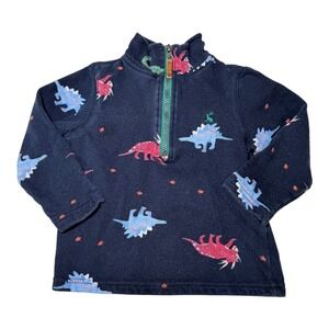 Joules Dinosaur Sweatshirt Kids 3Y Navy Blue Quarter Zip Fleece Pullover Print